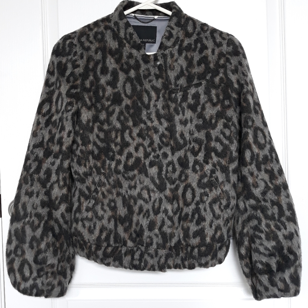 Banana Republic Wool Gray Cheetah Coat